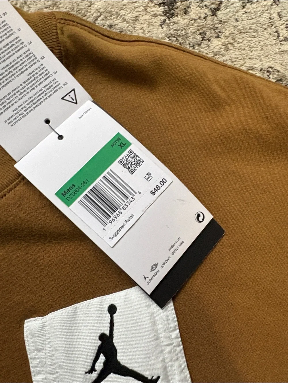 Jordan Men's Oversized Fit Short-Sleeve Crewneck T-Shirt Brown